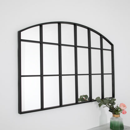 Black Frame Horizontal Window Arch Mirror. by Native