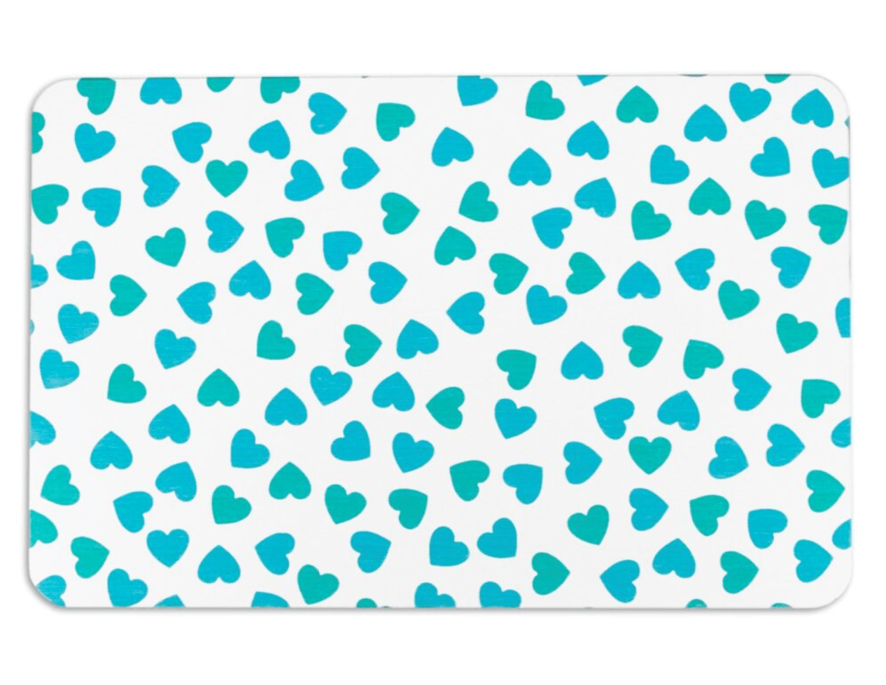 Blue Hearts White Stone Non Slip Bath Mat