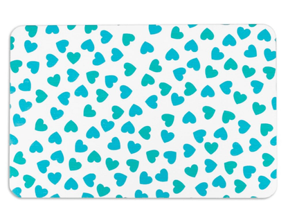 Blue Hearts White Stone Non Slip Bath Mat