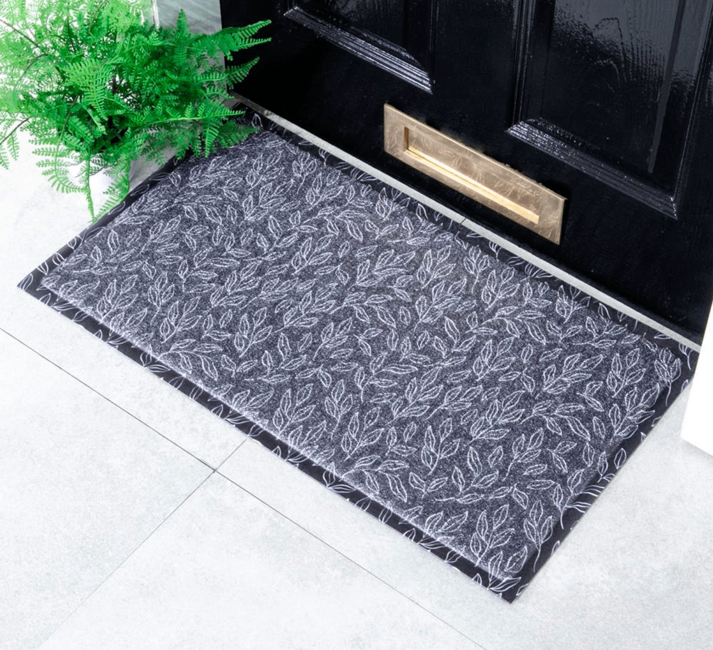 Blue Leaf Pattern Outdoor Doormat