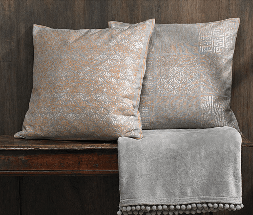 Walton & Co Grey Cashmere Touch Throw Turquoise Living