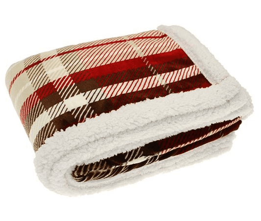Check Sherpa Flannel Throw in Red by Walton & Co.