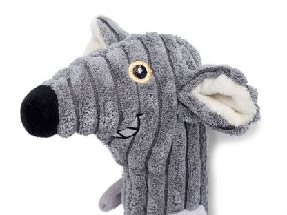 Petface Buddies Grey Mouse Dog Toy Cheeky Grin Detail