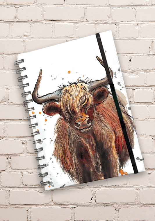 Dollyhotdogs Notebook Highland Cow Design 