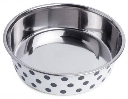 Petface Grey & White spotted dog bowl 