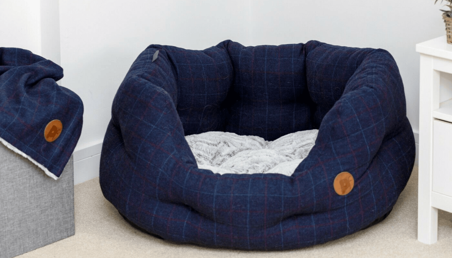 Petface Dog Bed Midnight Tweed with base turned