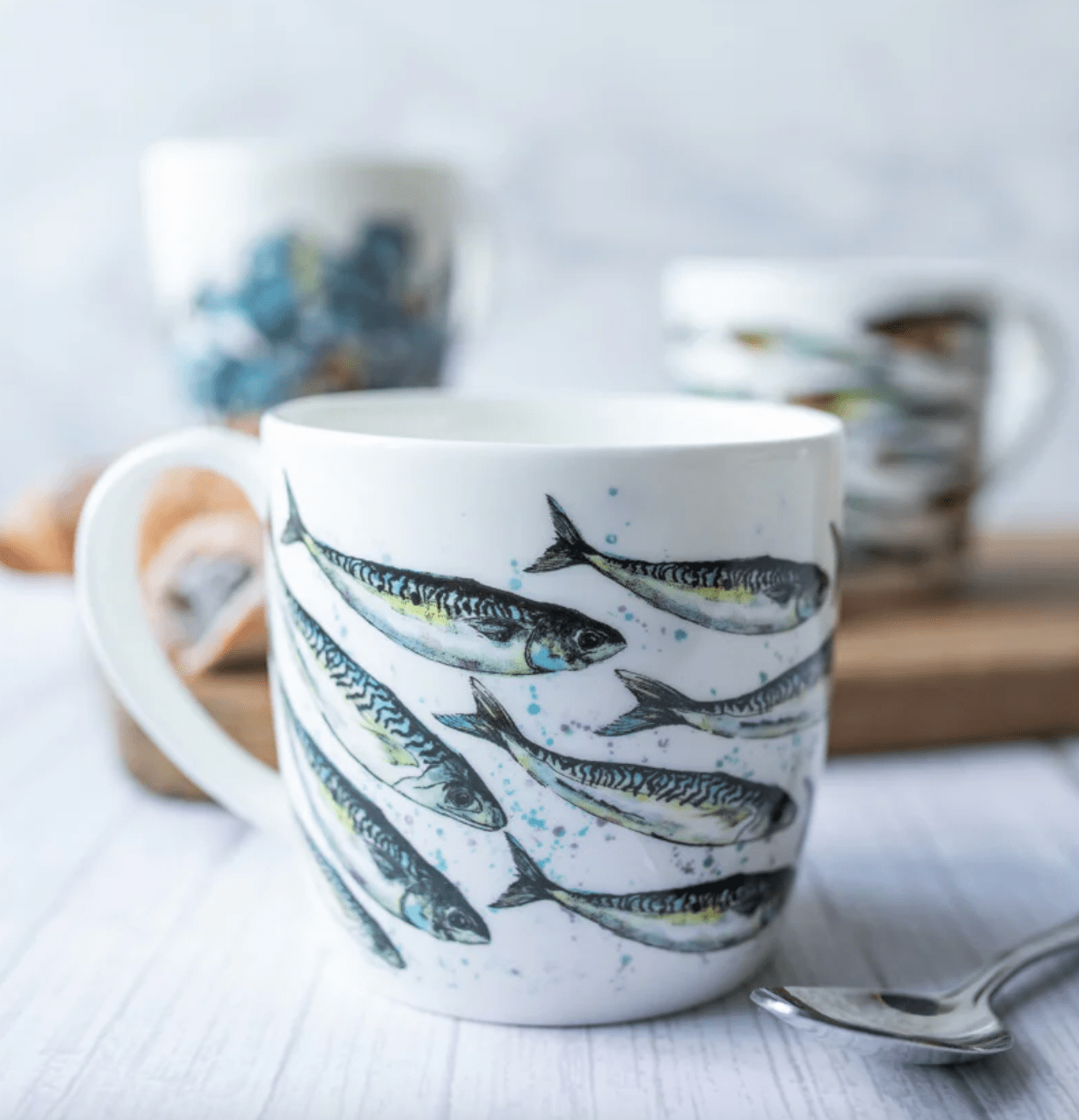 Dollyhotdogs Bone China Mug Mackerel Shoal Design