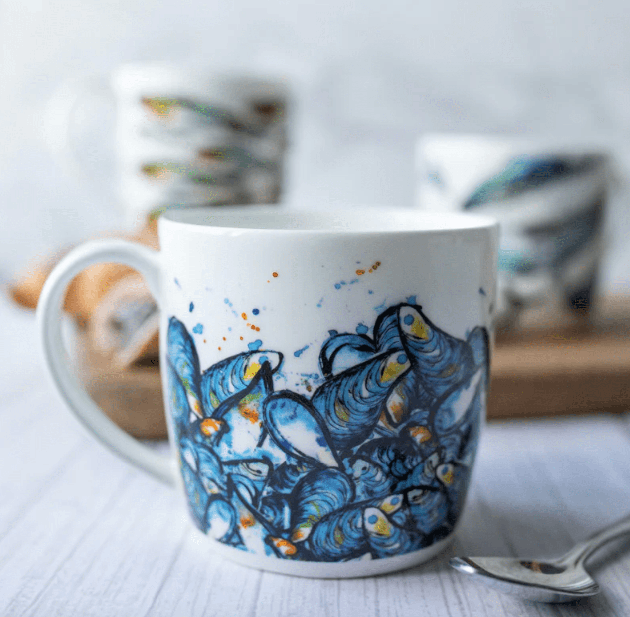 Detail of Dollyhotdogs Bone China Mug Mussels Design 