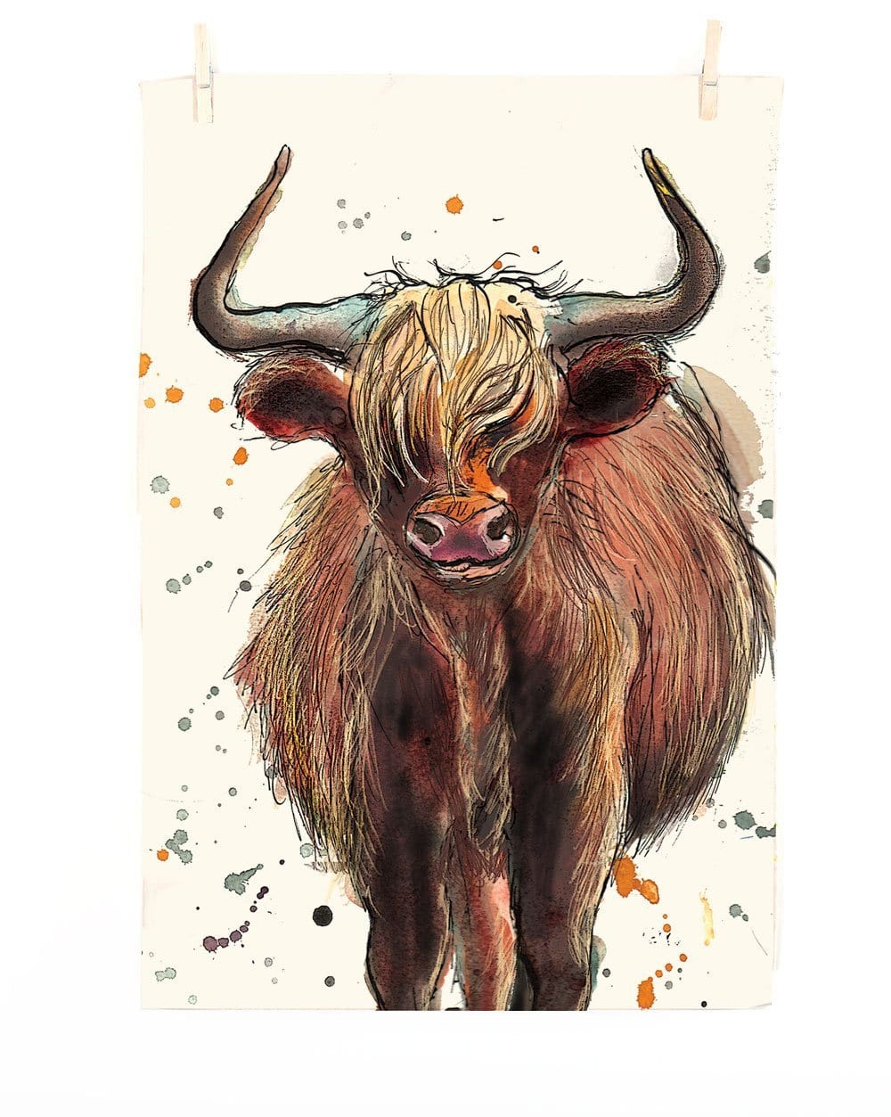 Dollyhotdogs Highland Cow Tea Towel