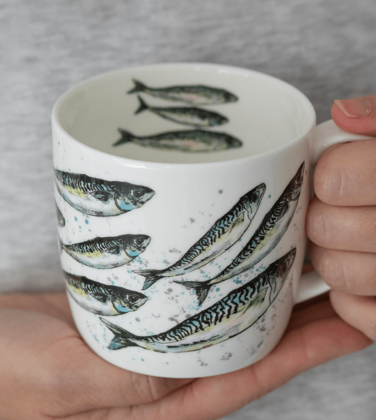 Dollyhotdogs Bone China Mug Mackerel Shoal Design