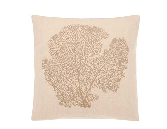  Embroidered coral cushion natural by Walton & Co