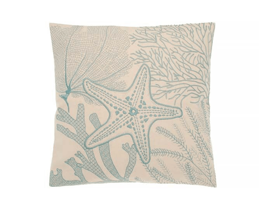  Embroidered shoreline cushion smoke blue by Walton & Co