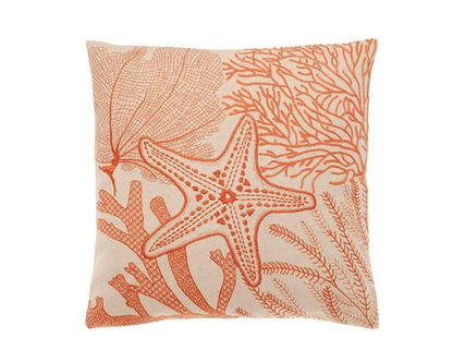  Embroidered shoreline cushion terracotta by Walton & Co