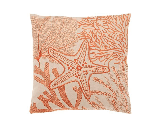  Embroidered shoreline cushion terracotta by Walton & Co