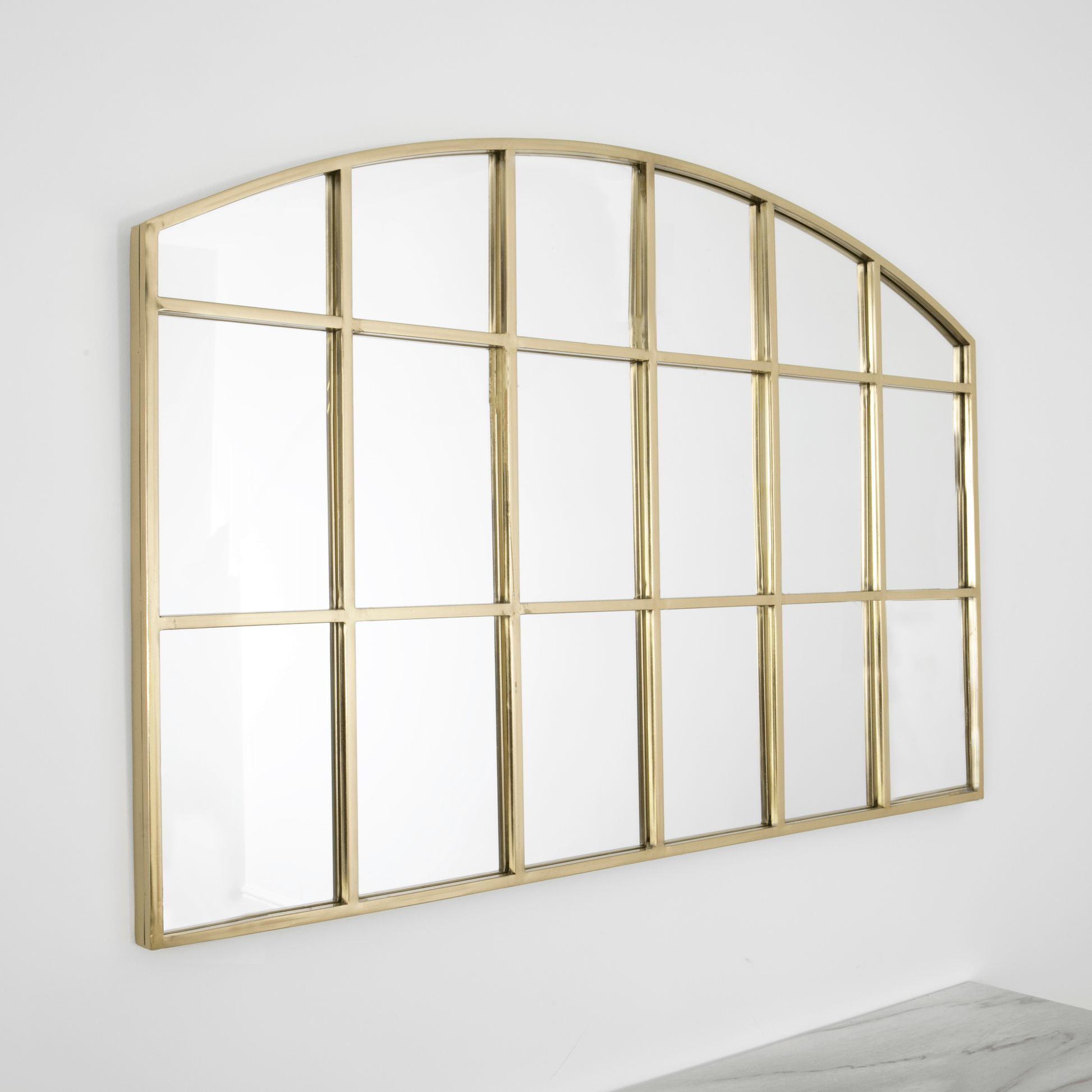 Gold Frame Horizontal Arch Window Mirror by Native