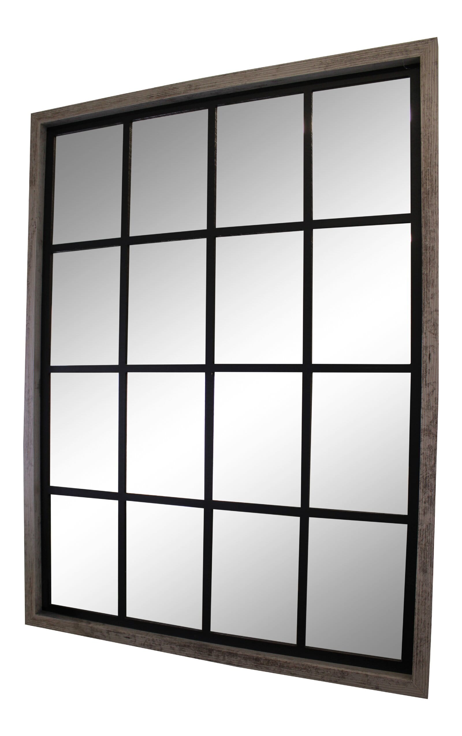 Large Grey Window Mirror 