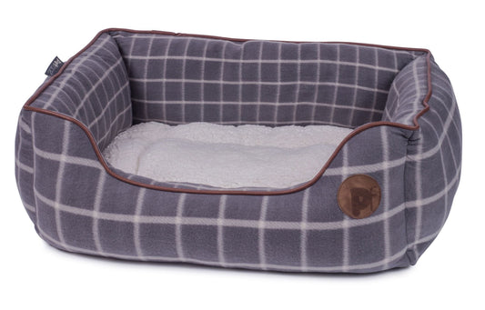 Petface Dog bed with grey check design