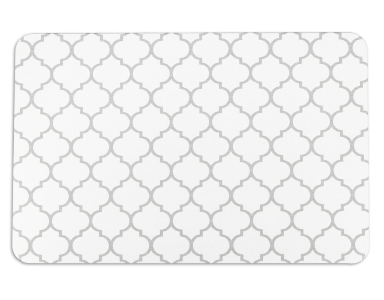 Grey Trellis White Stone Non Slip Bath Mat