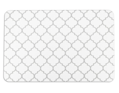 Grey Trellis White Stone Non Slip Bath Mat