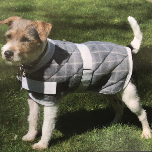 Petface Grey Check Quilted Dog Coat With Velcro Fastener  