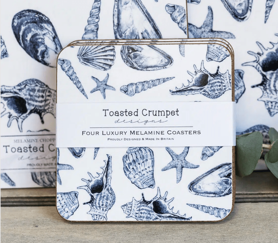 Toasted Crumpet Coaster Set  Shell Design