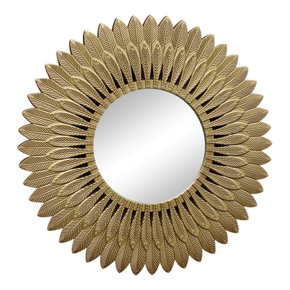 Round Mirror Art Deco Feather Design