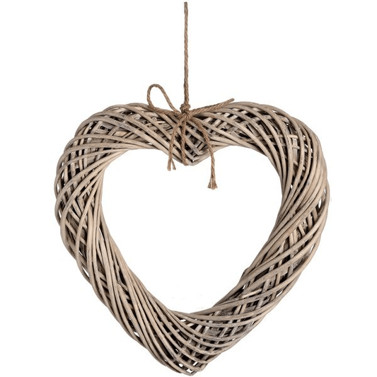 Rustic wicker hanging heart 