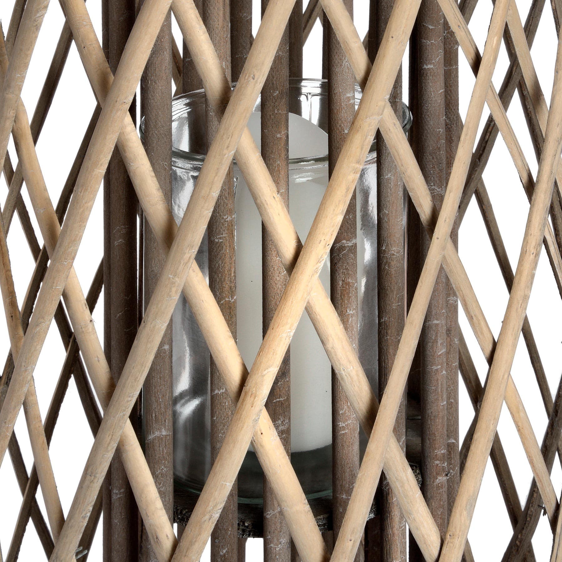 Large Floor standing Wicker Lantern Close Up