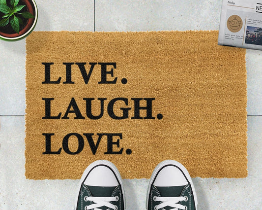 Artsy Coir Doormat Live Love Laugh Design