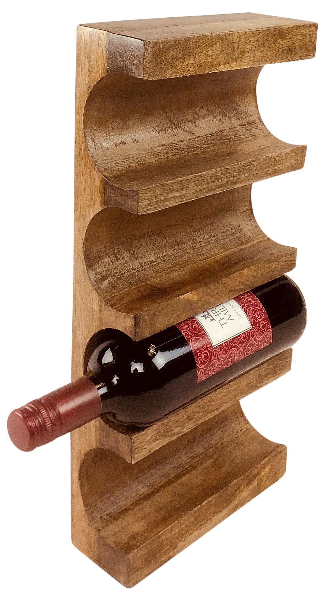 Mango Wood Wall Mounted Wine rack Close Up