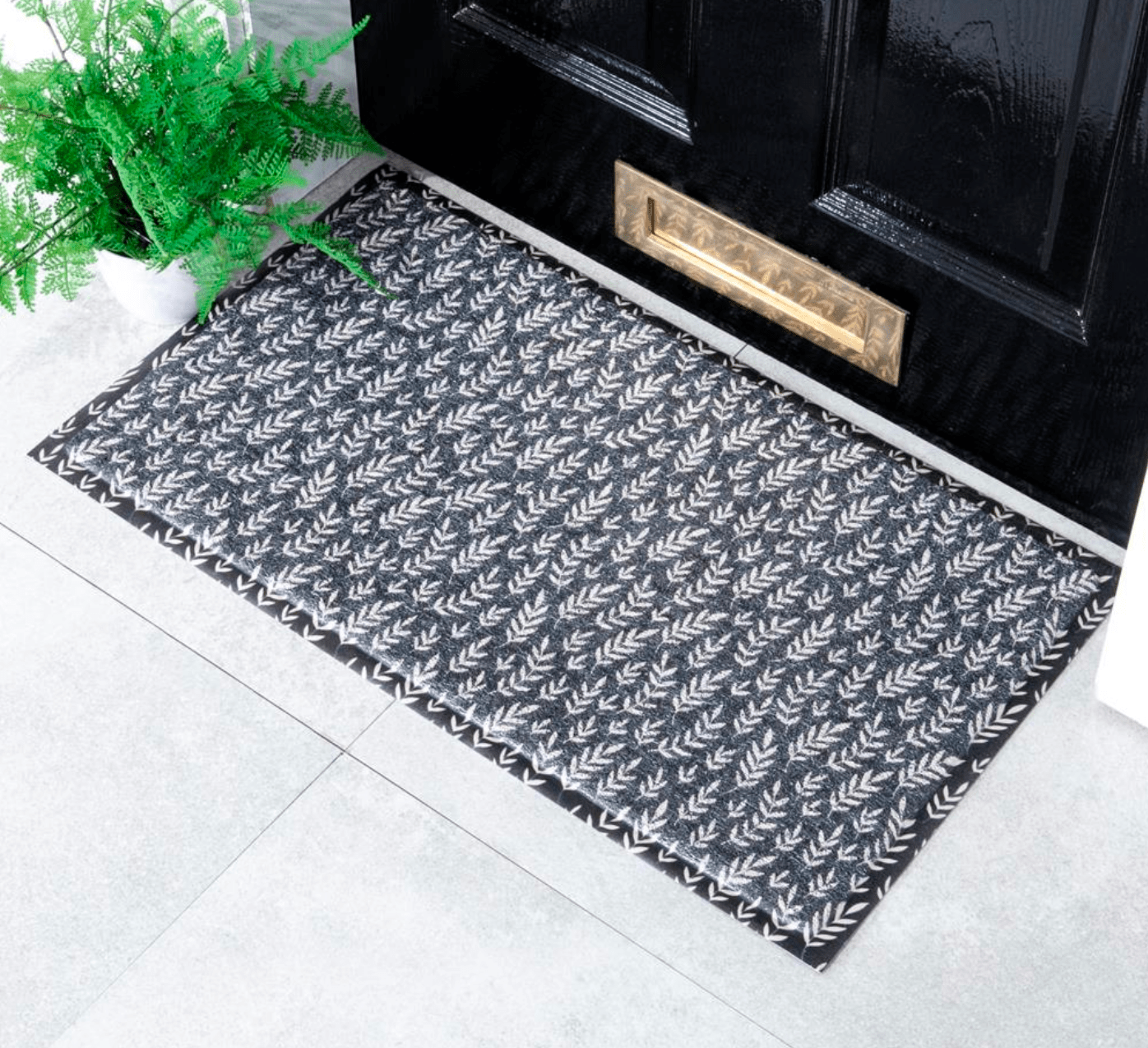 Navy Leaf Outdoor Doormat by Artsy Mats