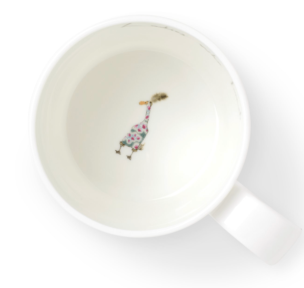 Fine Bone China Duck Mug "Ladies Who Lunch" By Anna Wright detail inside mug