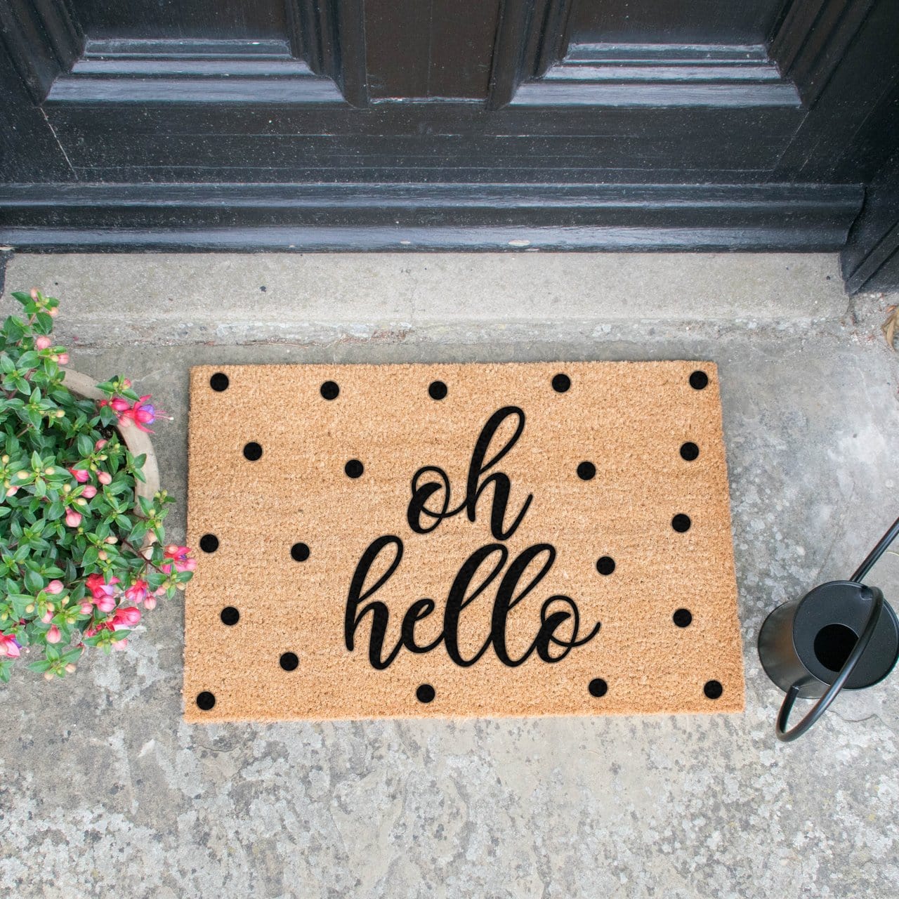 Artsy Coir 'Oh Hello' Spotty Doormat 