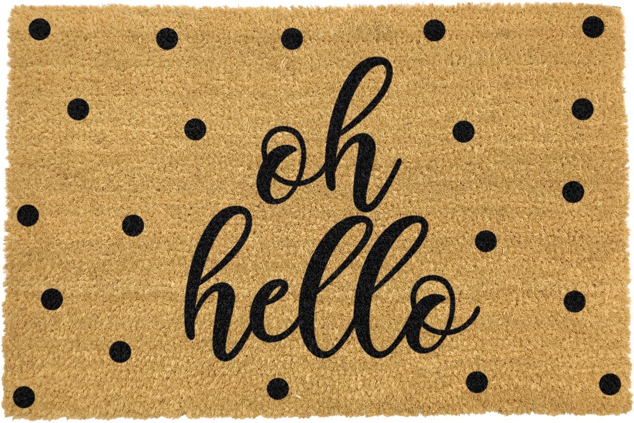 artsy Coir 'Oh Hello' Spotty Doormat 