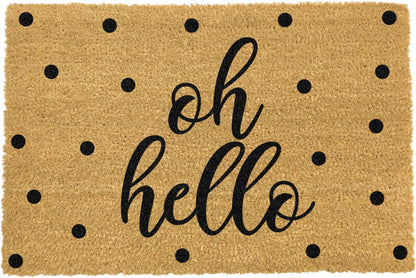 artsy Coir 'Oh Hello' Spotty Doormat 