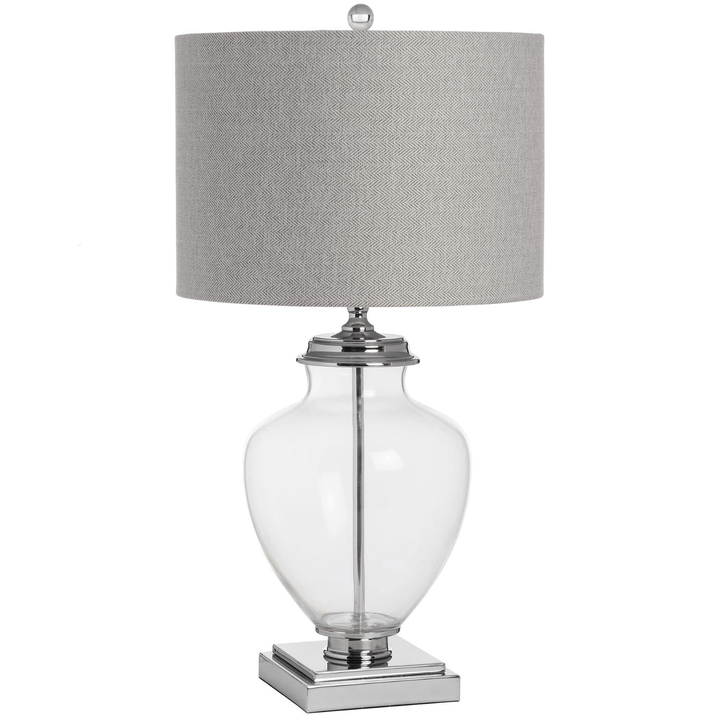 Glass Table Lamp With Herringbone Shade