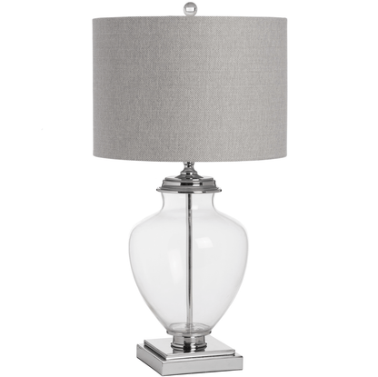 Glass Table Lamp With Herringbone Shade