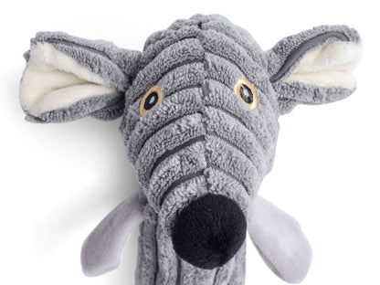 Petface Buddies Grey Mouse Dog Toy Head Close Up