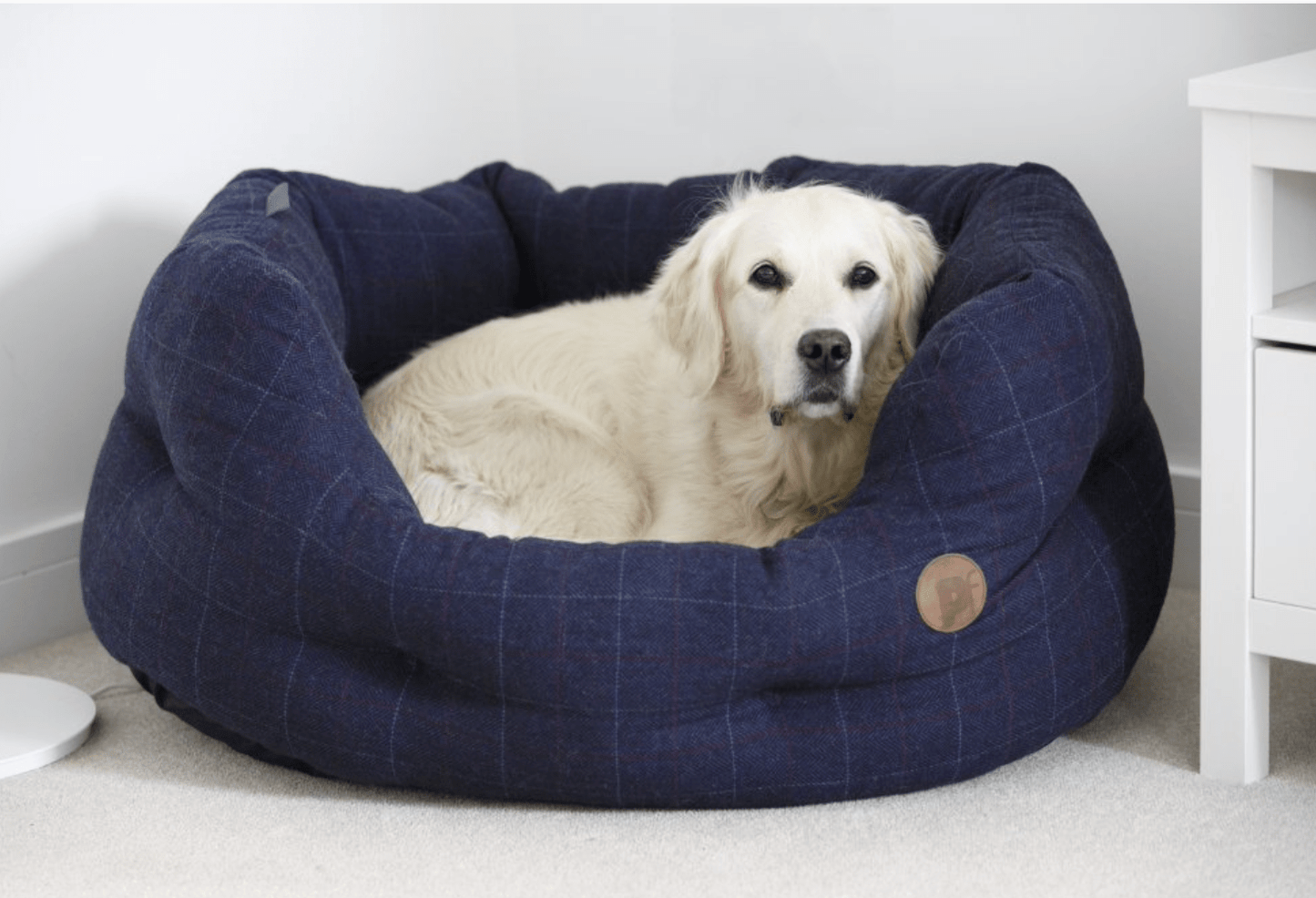 Petface Midnight Tweed  Dog Bed with dog laying down