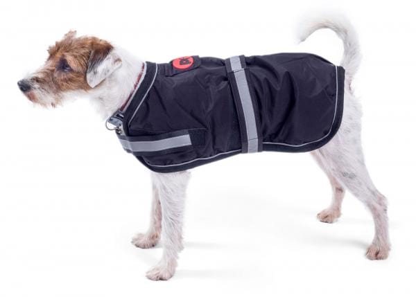 Petface Super Soft Water Resistant Dog Coat Black shown on a dog