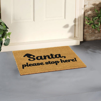 Santa Please Stop Here! Doormat by Artsy