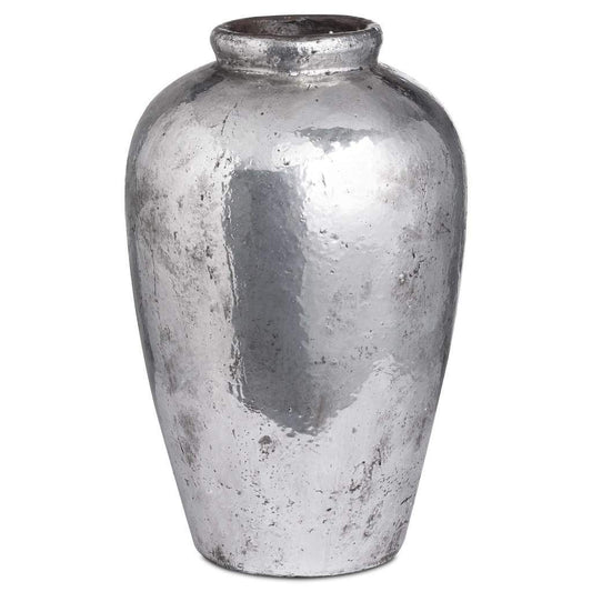 Tall silver ceramic vase