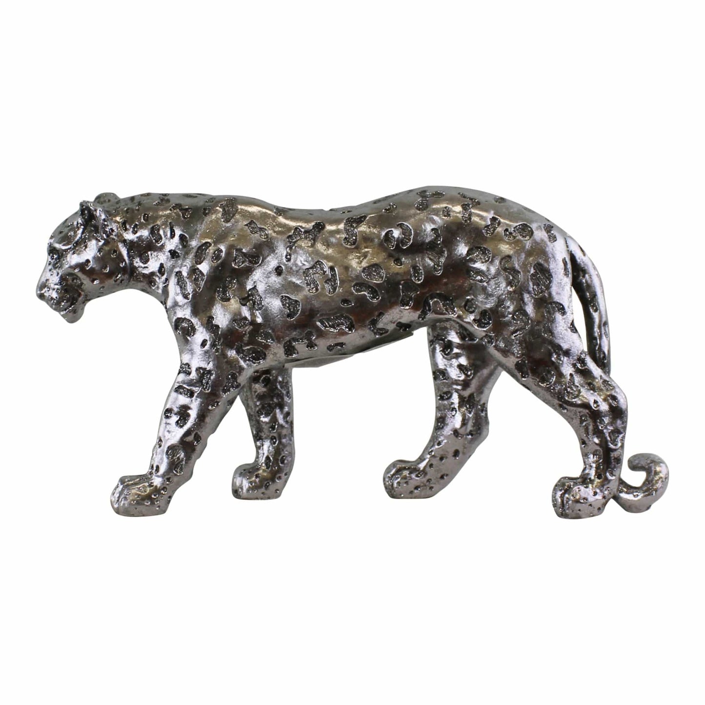 Small Silver Leopard Sculpture