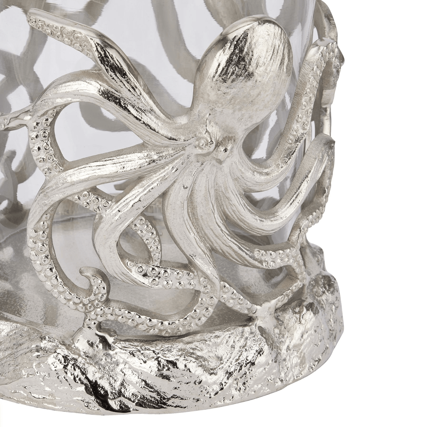 Silver Octopus Candle Hurricane Lantern