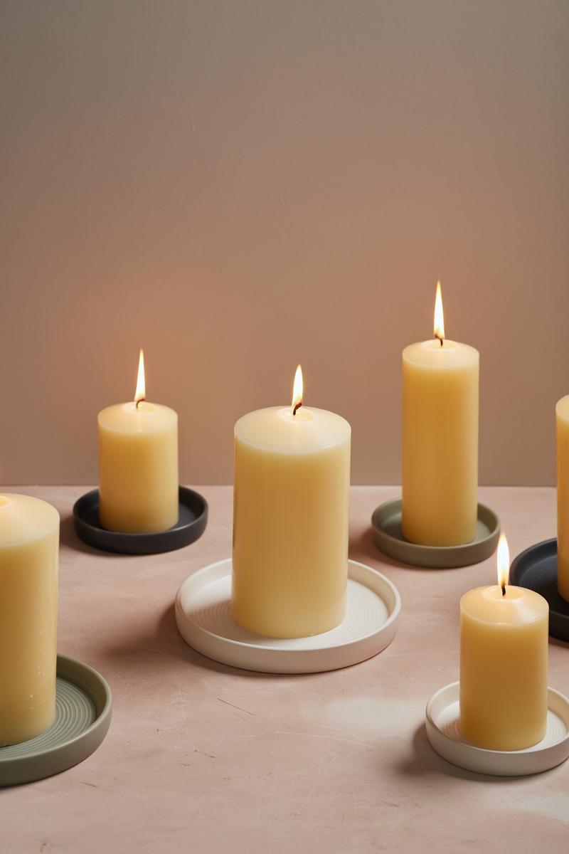 St. Eval 3" x 5" Church Pillar Candle With Other Sizes On Candle Plates