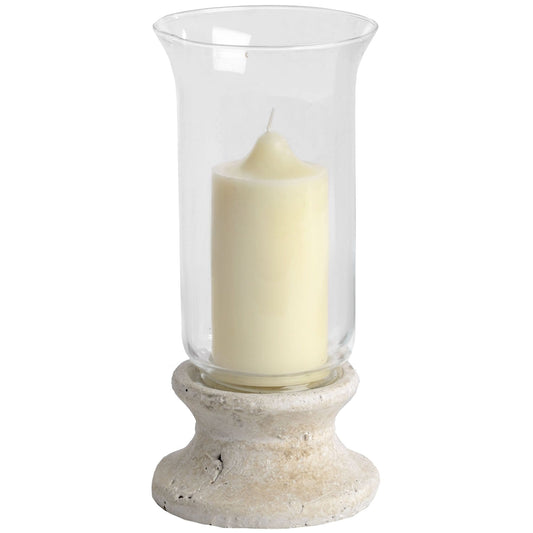 Stone and glass hurricane candle lantern