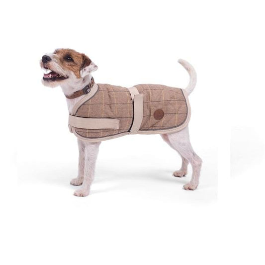 Tan Tweed Dog Coat With Two Velcro Fastenings