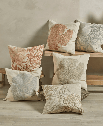 Walton & Co Cushion With Terracotta Coral Design