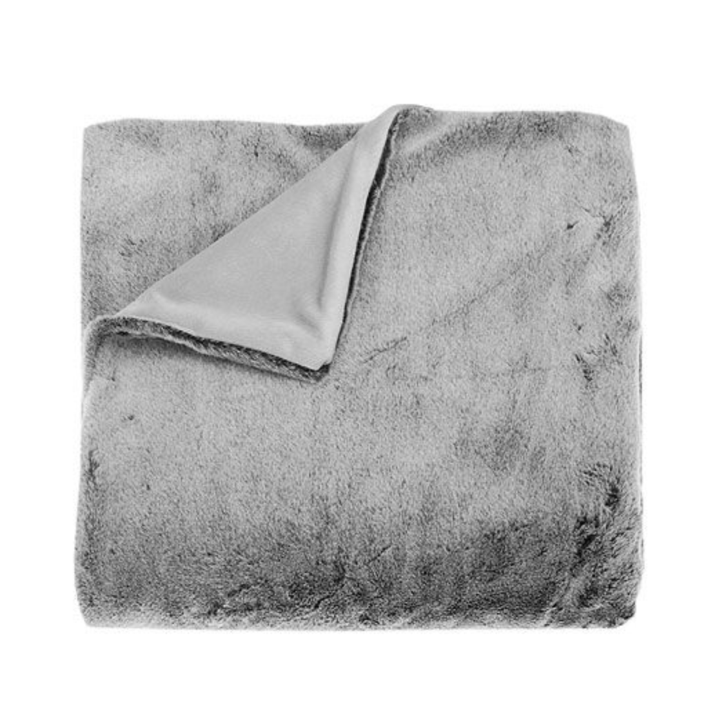 Tipped Faux Fur Throw in Charcoal by Walton & Co.